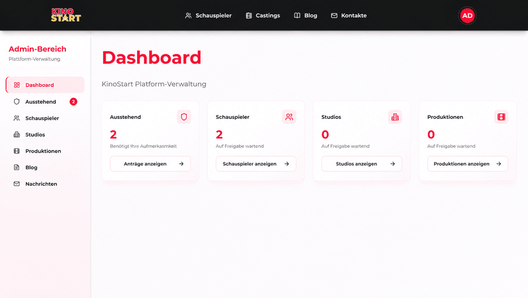 Casting-Plattform — Screenshot
