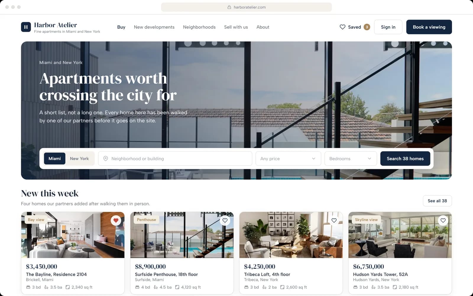 Home page: new apartments this week
