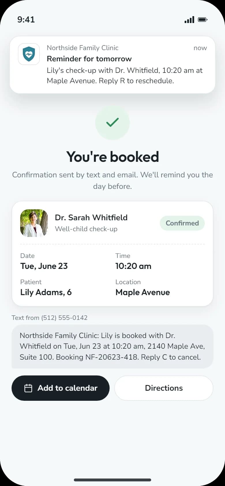Mobile confirmation with a reminder